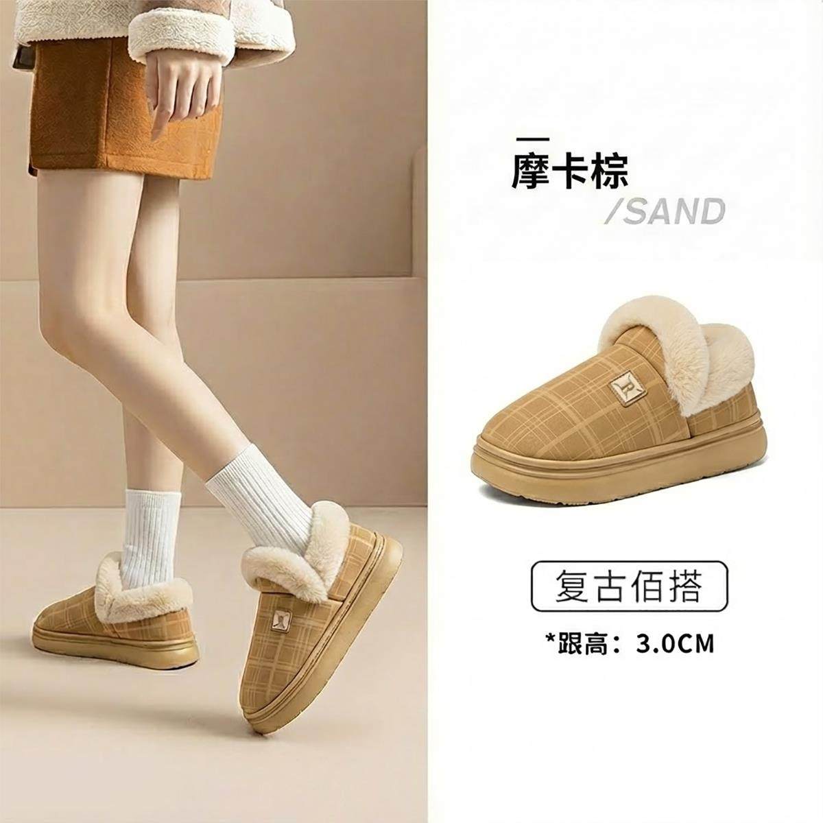 防水雪地靴女款冬季外穿2026新款室内居家保暖加绒防滑包跟棉拖鞋