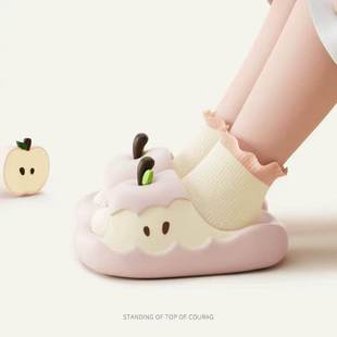 可爱苹果儿童拖鞋 家居室内洗澡防滑防臭厚底亲子凉拖男女童 女夏季
