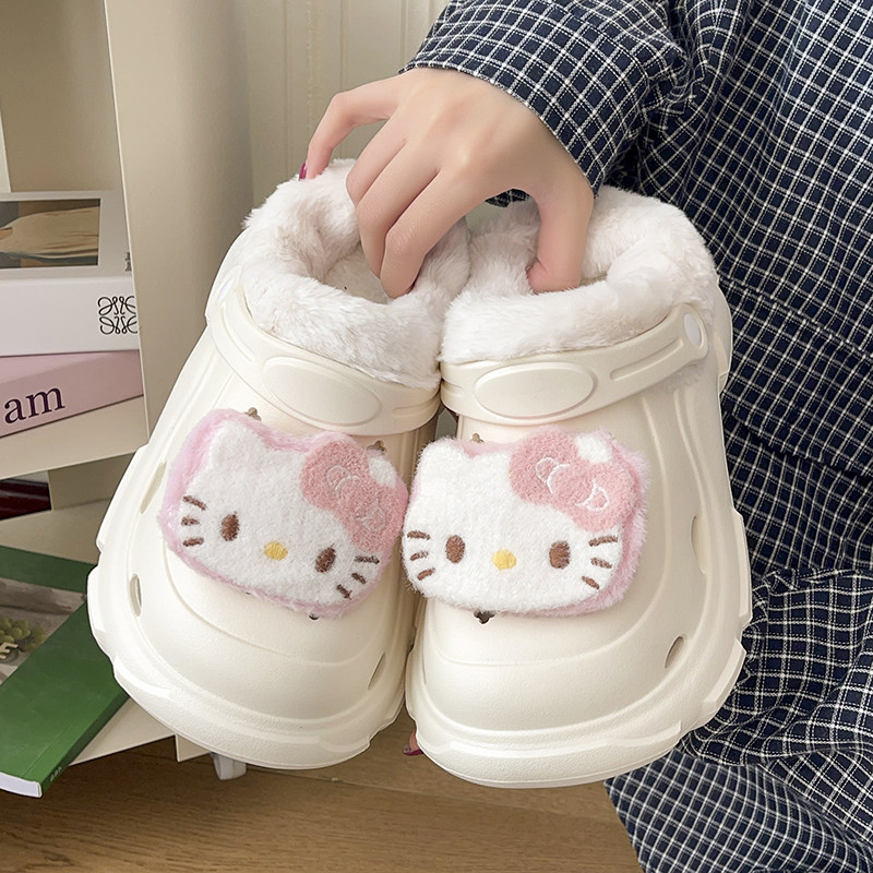 可爱儿童保暖棉拖鞋女款冬季新款室内家居加绒保暖百搭洞洞鞋女孩