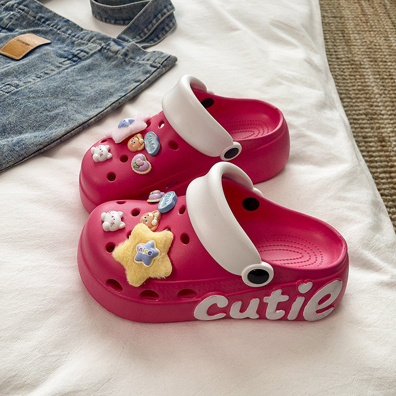 6.5cm厚底洞洞鞋女2026新款夏季外穿防滑增高学生包头凉拖鞋女士