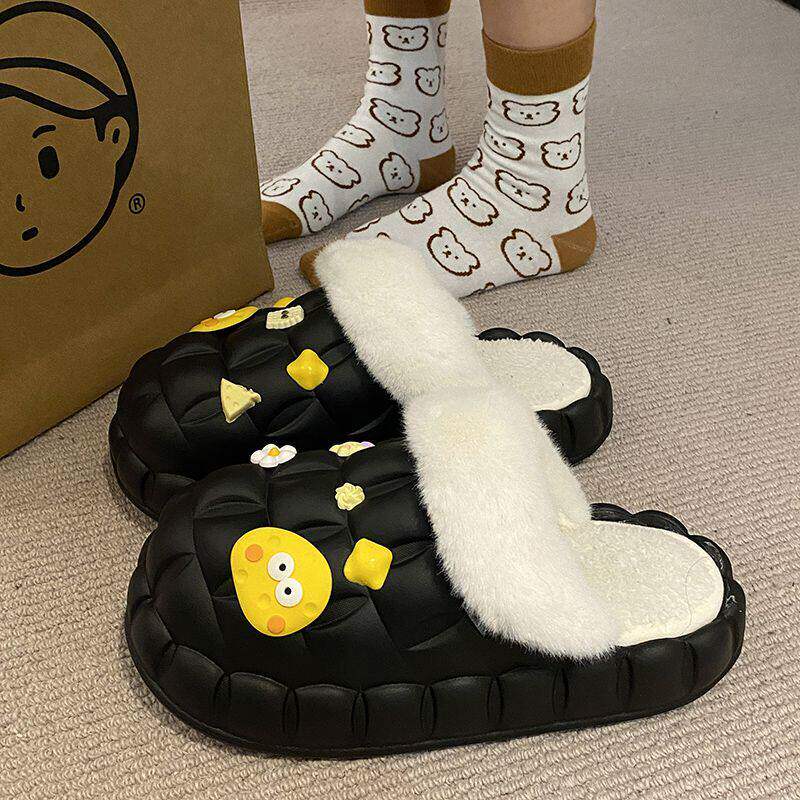 可拆卸棉拖鞋女冬季外穿防滑防臭居家室内加绒保暖棉拖鞋女舒适毛