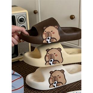 男女士学生新款防臭凉拖鞋防滑抗菌足球卡皮巴拉情侣夏季一字拖鞋