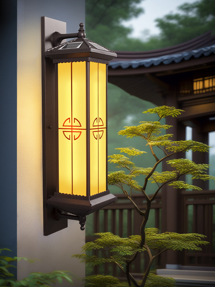 太阳能户外壁灯防水别墅大门两侧新中式庭院室外接电墙灯中山灯具
