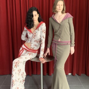 官方*X@LWORCLO*针织提花双层撞色手工编织连帽开衫套装