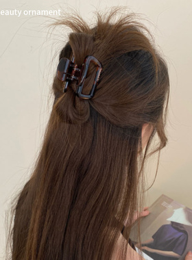 玳瑁色min方形字母抓夹女后脑勺半扎发夹小号盘发鲨鱼夹头饰发卡