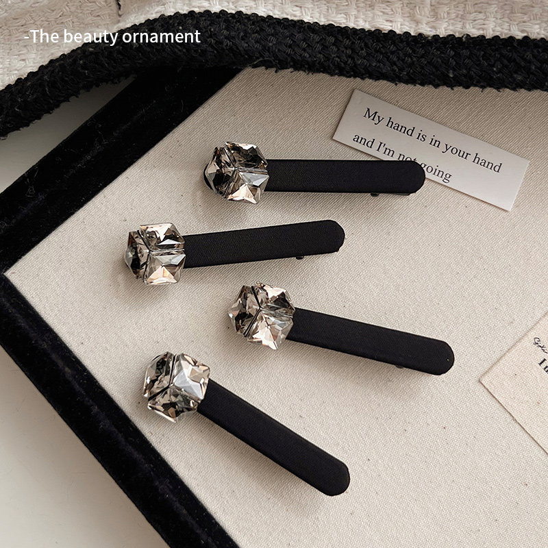 简约黑色水钻发夹女高级感