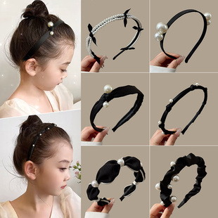 洗脸百搭外出发捆 高颅顶头箍夏季 儿童黑色珍珠发箍女款 2025年新款