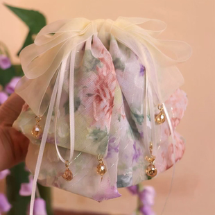 超仙雪纺多层碎花蝴蝶结马尾夹女半扎发卡显发量气质发抓夹子头饰