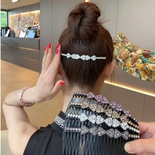 时尚闪钻碎发倒插梳女后脑勺盘发夹碎发整理神器刘海发卡夹子头饰