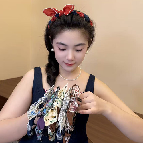 甜美碎花兔耳蝴蝶结发箍女2025夏季新款高颅顶防滑头箍压发卡头饰