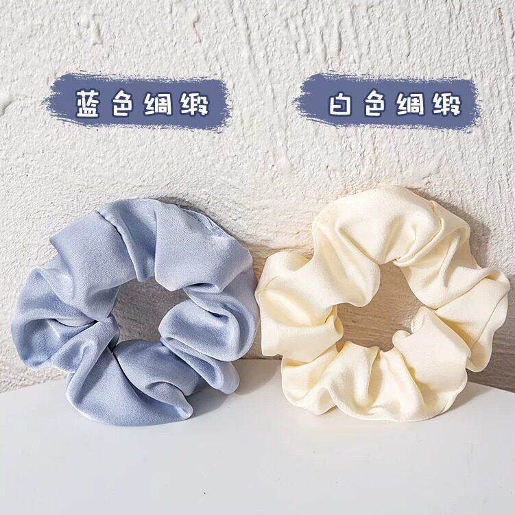 法式缎面枕头猪大肠发圈ins韩国皮筋女扎头发绳夏季简约肥肠头绳