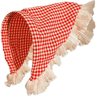 蕾丝蓝色格子三角巾发箍头巾一体女田园风甜美懒人包头巾头箍发饰