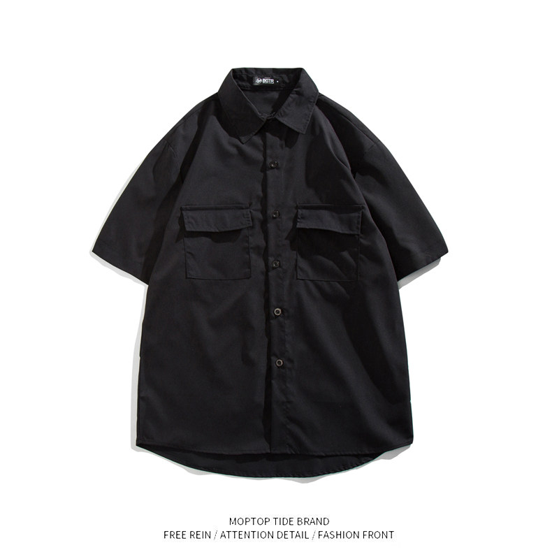 日系男士短袖衬衫潮流帅气休闲工装衬衣韩版宽松百搭半袖薄款外套