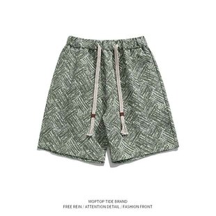 WH先生潮牌五分裤男夏季高级感创意提花短裤宽松沙滩休闲裤