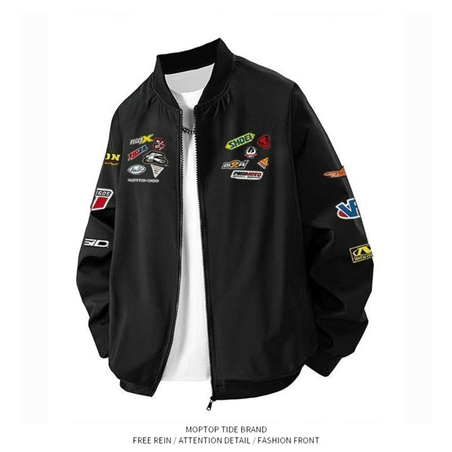 WH先生2025春秋高街正品机车Logo宽松飞行员夹克棒球外套美式男女