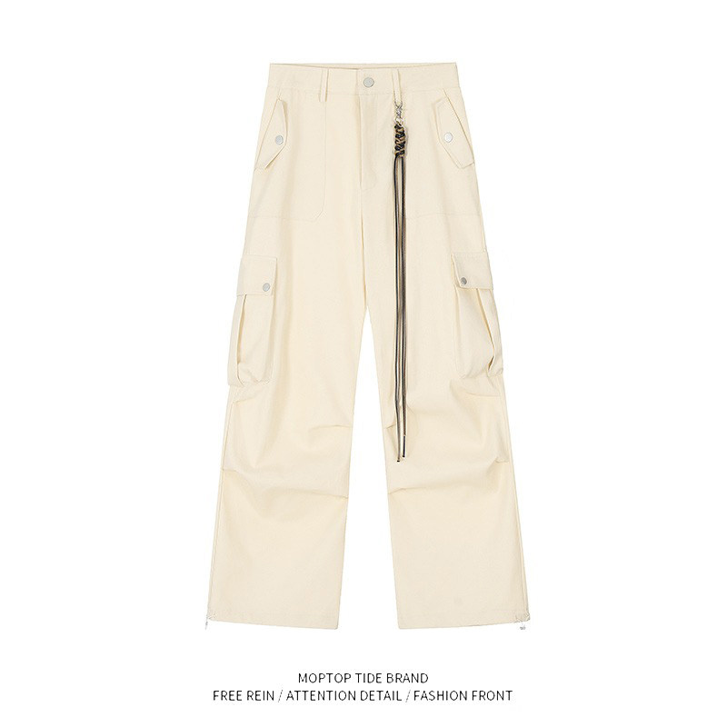 美式阔腿伞兵工装裤男女宽松复古休闲冲锋裤潮牌情侣运动长裤束脚