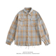 WH先生复古美式 宽松潮流衬衣外套 男女春季 格子毛边下班长袖 衬衫