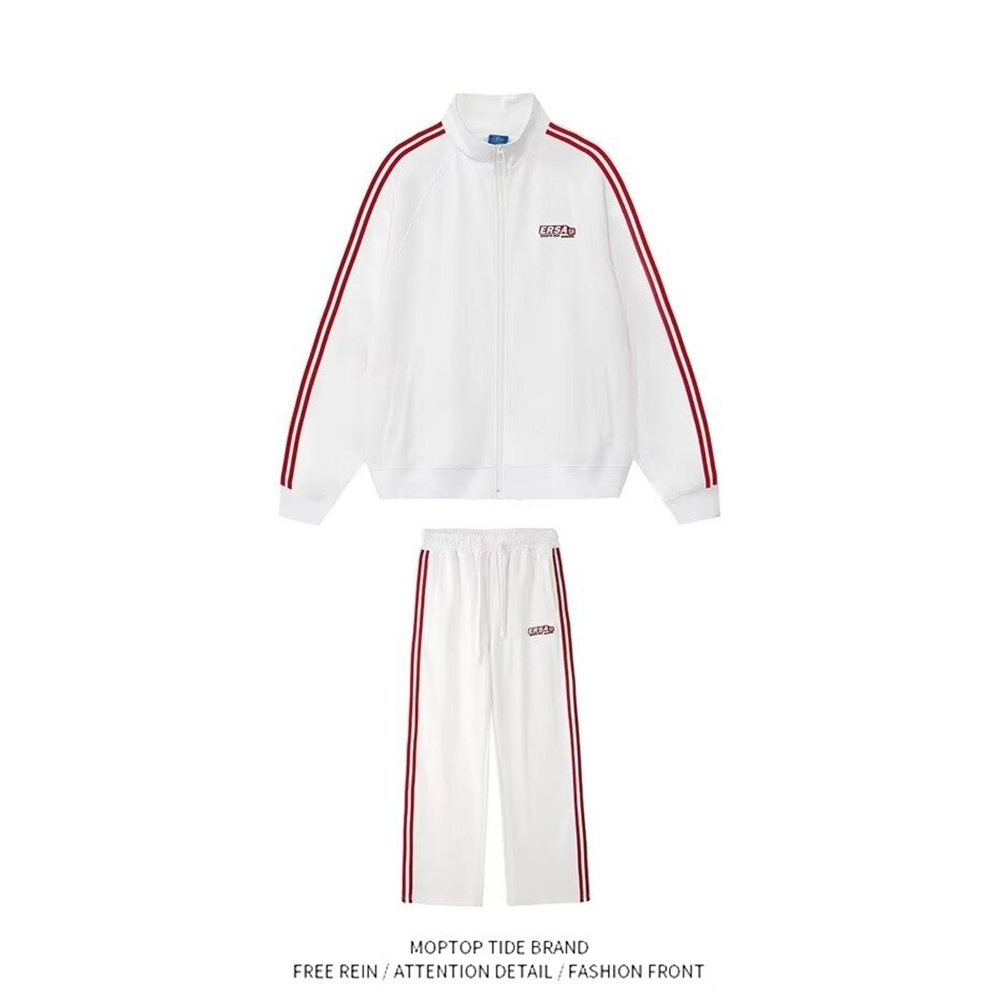 美式三条杠开衫外套卫裤两件套新款春秋季男女休闲跑步运动服套装