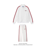 美式三条杠开衫外套卫裤两件套新款春秋季男女休闲跑步运动服套装