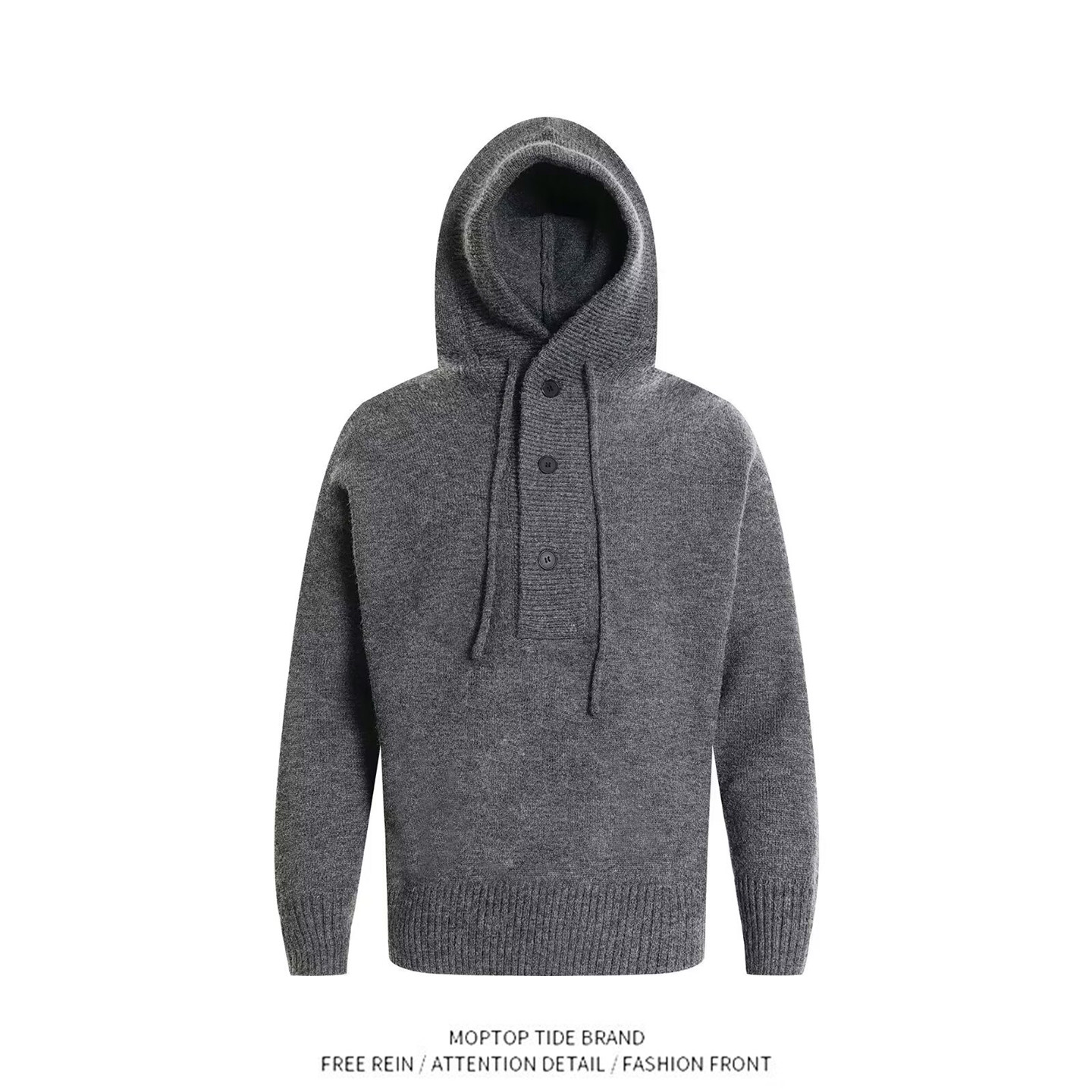 秋冬新款针织连帽套头毛衣外套男女同款宽松休闲百搭慵懒上衣带帽