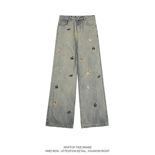 美式复古黑色百搭牛仔裤男款高个子cleanfit裤子显瘦直筒牛仔长裤