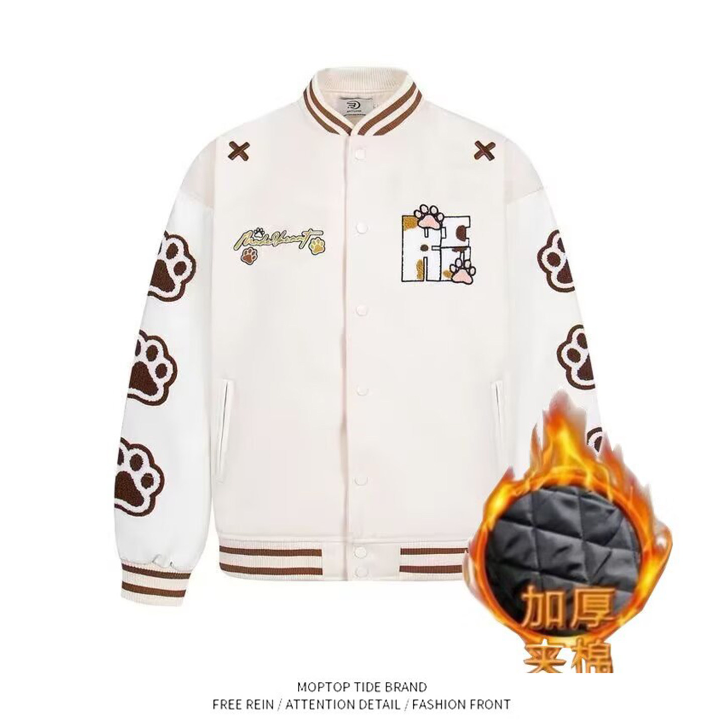 美式棒球服男女秋冬季潮牌夹棉飞行员夹克加厚情侣休闲宽松外套