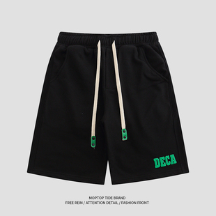 字母印花宽松五分裤 男夏季 子 潮牌复古街头潮牌休闲短裤 WHXS美式