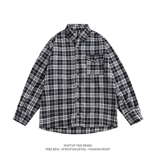 衬衣 外套男女长袖 WH先生黑白格子原创美式 cityboy格子休闲衬衫