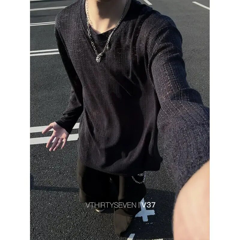 WH先生沫晗依美雪花棉小V领长袖2026秋季新款休闲经典杂色纽扣设