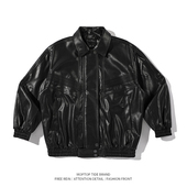 美式 复古派克服男春秋皮衣宽松休闲痞帅机车皮衣夹克短款 防风外套