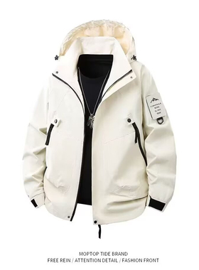 紫色冲锋夹克男士春秋季2025新款户外三合一防风登山衣服外套