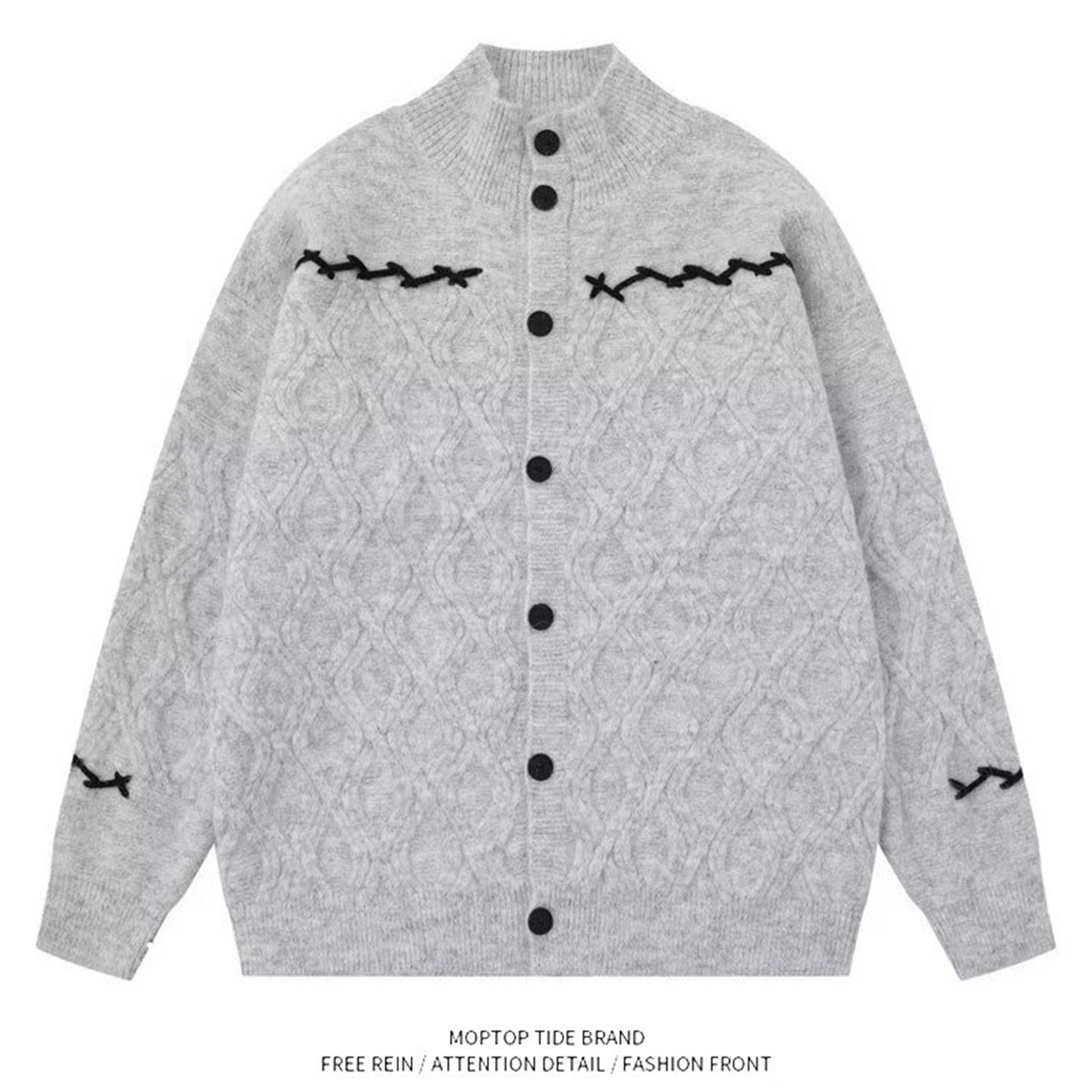 WHXS针织衫外套开衫毛衣女春秋新款内搭长袖上衣爆款灰色气质慵懒