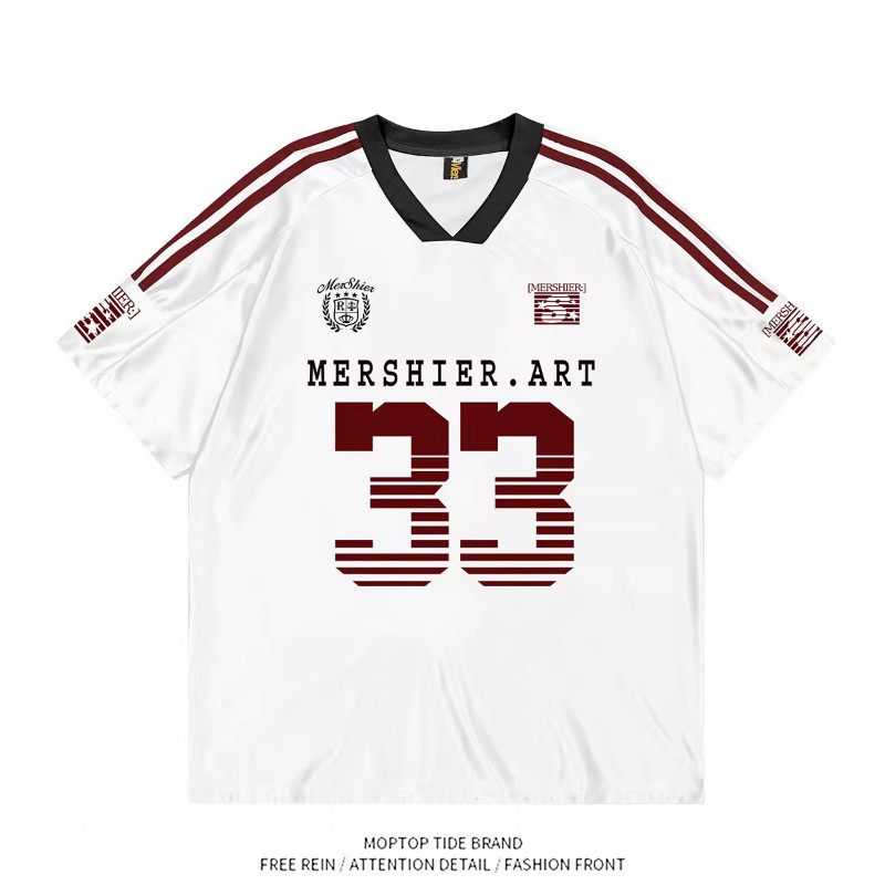 WH先生美式冰球服jerseyfit球衣运动缎面透气短袖T恤男女宽松上衣
