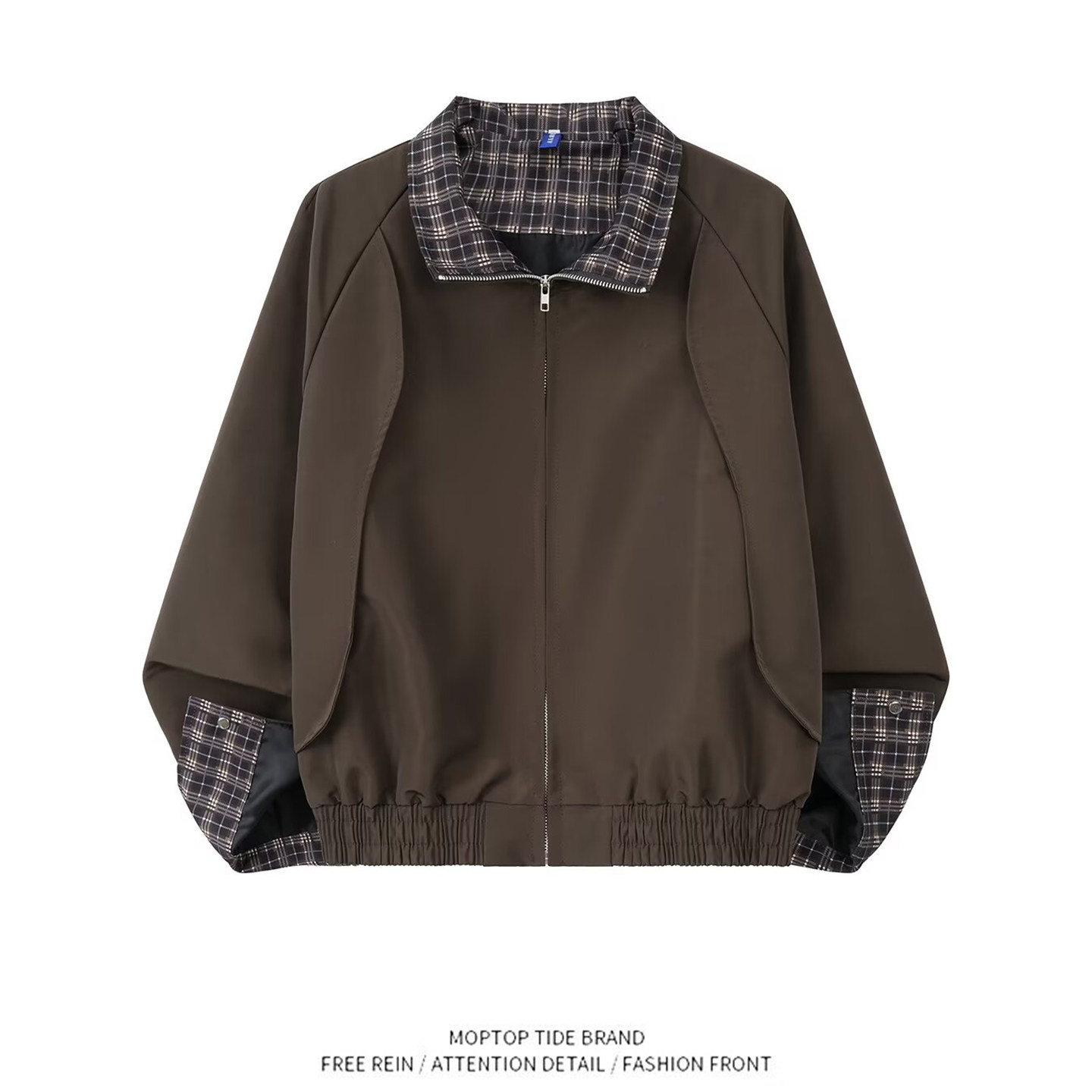 假两件复古翻领夹克男春秋高级感美式潮牌痞帅外套休闲宽松棒球服