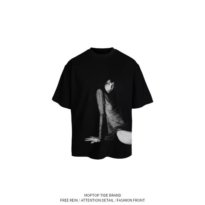 重磅时尚潮流美式oversize26SS宝生舞印花情侣女宽松短袖T恤男生