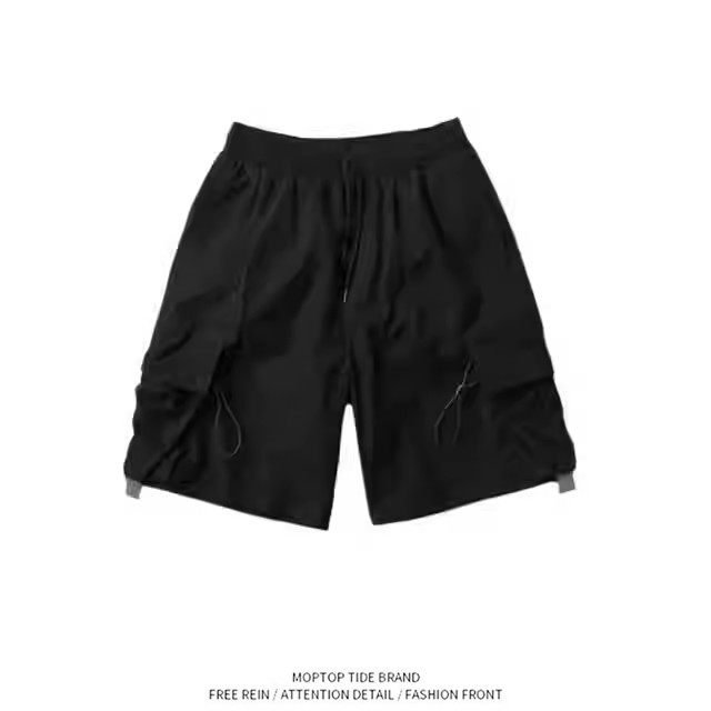 日系短裤夏季男生ins潮牌反光宽松工装休闲裤韩版原宿直筒五分裤