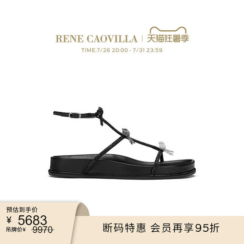 【断码特惠】RENE CAOVILLA CATERINA系列水钻女士平底凉鞋