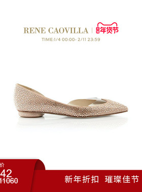 【新年折扣】RENE CAOVILLA RAQUEL系列尖头水钻女士平底鞋