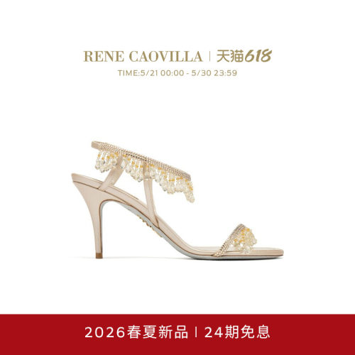 【春夏新品】RENE CAOVILLA JAHANARA系列水钻女士高跟凉鞋