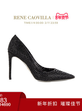 【新年折扣】RENE CAOVILLA CARRIE系列水钻黑色女士高跟鞋