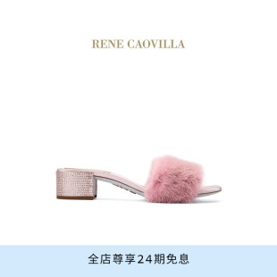 【礼物】RENE CAOVILLA LINDSEY系列毛毛装饰女士高跟凉鞋
