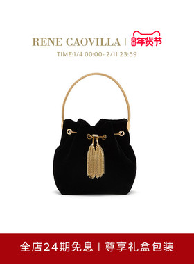 【秋冬新品】RENE CAOVILLA DEVA系列黑色绒面女士迷你包