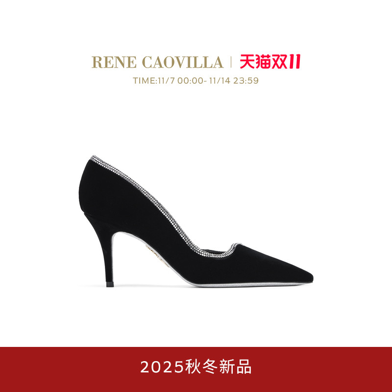 【秋冬新品】RENE CAOVILLA ONDA系列水钻尖头女士高跟鞋