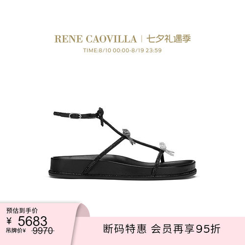 【断码特惠】RENE CAOVILLA CATERINA系列水钻女士平底凉鞋
