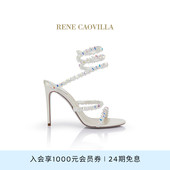 RENE CAOVILLAFROZEN系列白色蛇形超高跟女士凉鞋