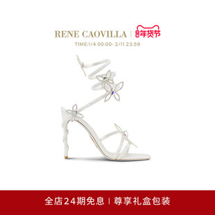 【礼物】RENE CAOVILLA MARGOT系列水钻绑带高跟凉鞋