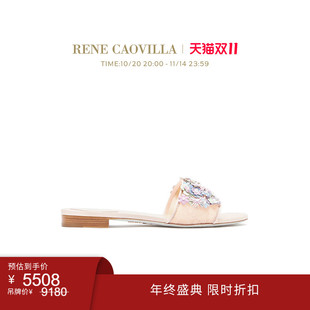 ROXANNE CAOVILLA RENE 水钻花卉女士平底凉拖鞋 双11折扣