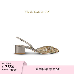 RENE CAOVILLA 季 CINDERELLA 水鉆粗跟女士高跟涼鞋 末6折