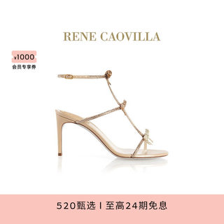 【520礼物】RENE CAOVILLA CATERINA米色蝴蝶结高跟凉鞋RC女鞋