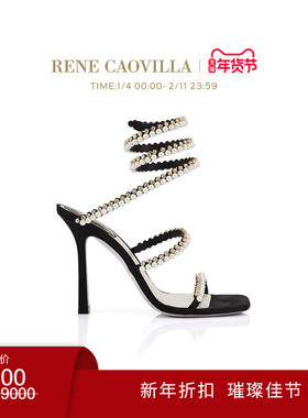 【新年折扣】RENE CAOVILLA BETTIE系列黑色女士高跟凉鞋